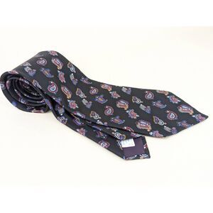 Vintage Mens Isaco Tie Necktie Red Blue Paisley 100% Silk Tied Classic USA 58"